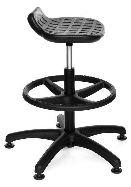 Krzesło Lab Stool Ring Base czarne z podnóżkiem