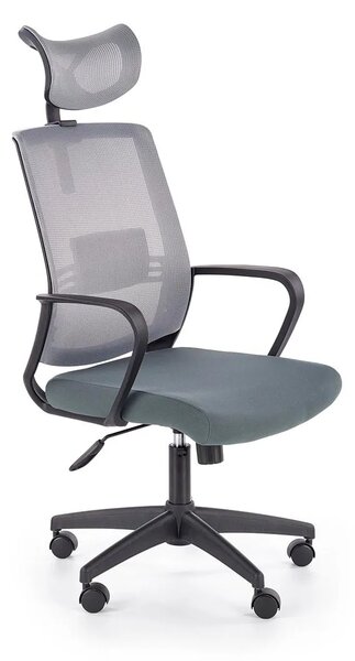 Szary biurowy fotel obrotowy z zagłówkiem - Retos