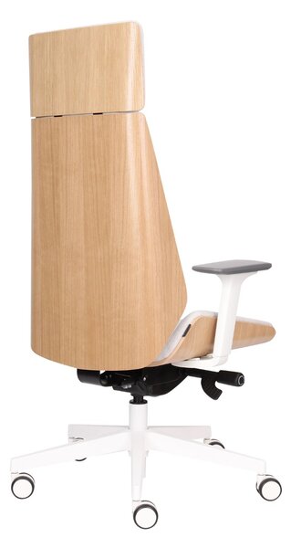Fotel biurowy Moon Wood HD White - Fornir dębowy