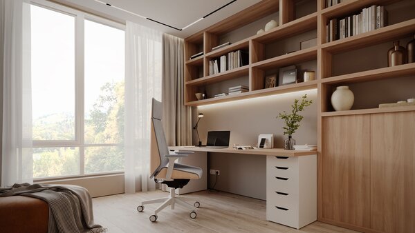 Fotel biurowy Moon Wood HD White - Fornir dębowy