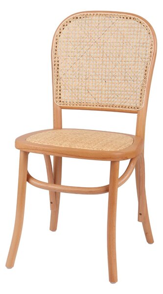 Krzesło drewniane Viki light, rattanowe, boho, do jadalni