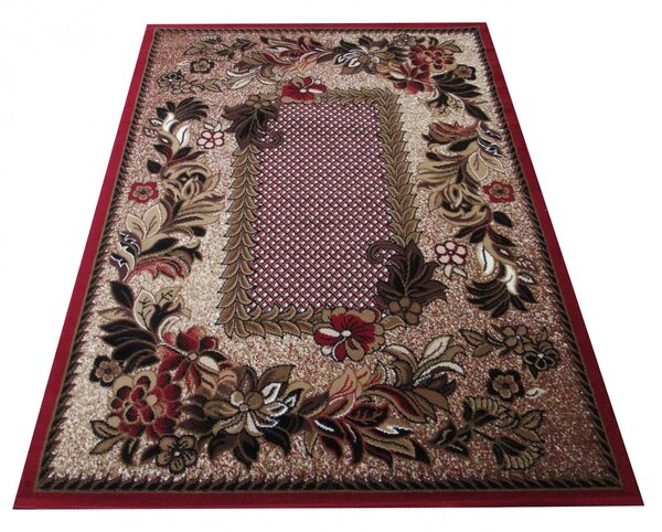 Brązowo-czerwony dywan w stylu retro - Biter