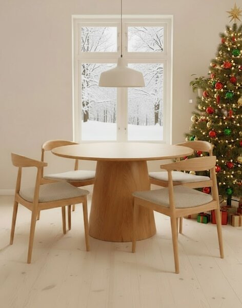 Stół okrągły Enzo M, do jadalni, salonu, designerski, drewniany