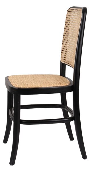 Krzesło drewniane Viki dark, rattanowe, boho, do jadalni