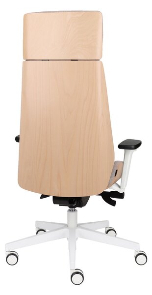 Fotel gabinetowy Moon Wood HD White z drewnem