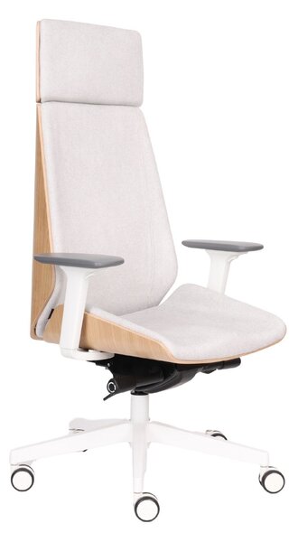 Fotel gabinetowy Moon Wood HD White z drewnem