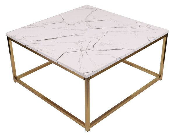 Stolik kawowy Prado white/gold, do salonu, glamour