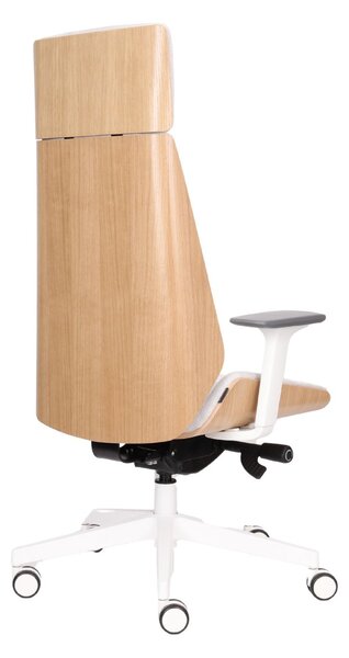 Fotel gabinetowy Moon Wood HD White z drewnem