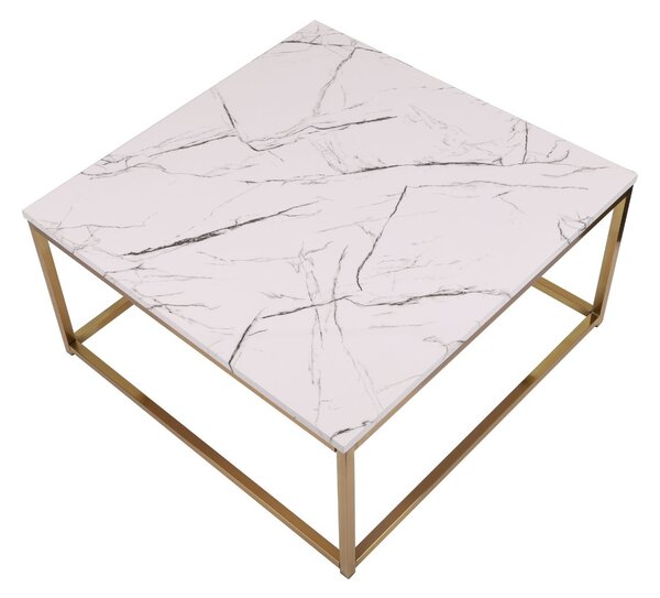 Stolik kawowy Prado white/gold, do salonu, glamour