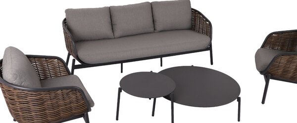 Zestaw ogrodowy Borneo: sofa, 2 fotele i 2 stoliki, meble ogrodowe