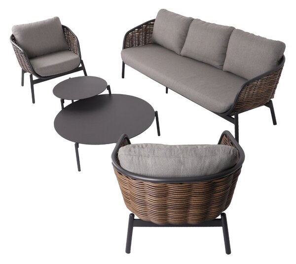 Zestaw ogrodowy Borneo: sofa, 2 fotele i 2 stoliki, meble ogrodowe