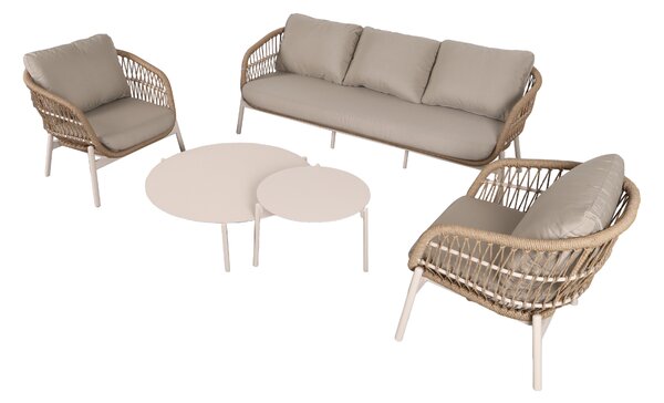 Zestaw ogrodowy Malta: 3-osobowa sofa, 2 fotele i 2 stoliki, meble ogrodowe