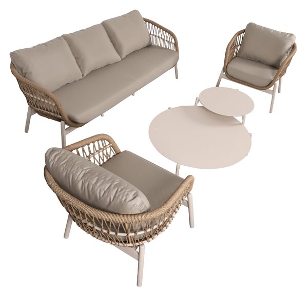 Zestaw ogrodowy Malta: 3-osobowa sofa, 2 fotele i 2 stoliki, meble ogrodowe