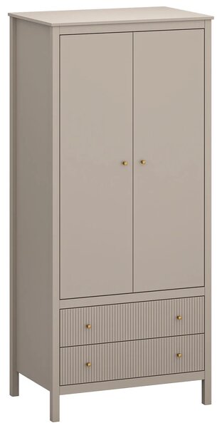 Szafa dwudrzwiowa z drążkiem i szufladami taupe D8-D61