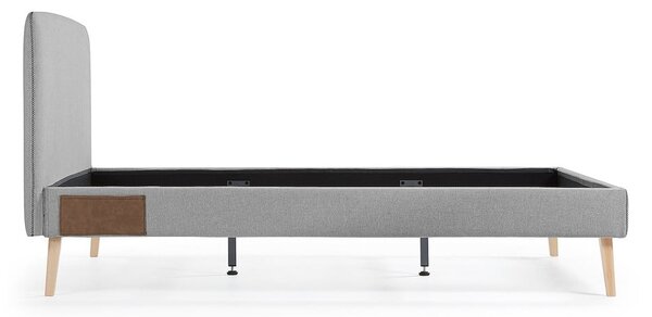 Szare łóżko 2-osobowe Kave Home Lydia, 160x200 cm