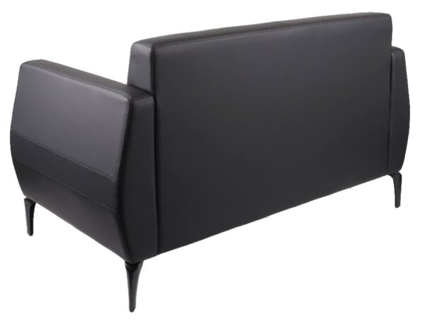 Dwuosobowa sofa Basco Black 2, do biura, do recepcji, do lobby, skórzana, ekoskóra, czarna