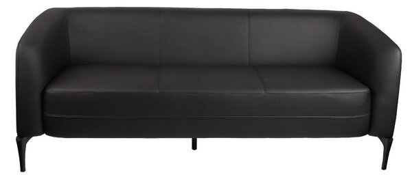 Trzyosobowa Sofa Cosmo Black 3, skórzana, do lobby, do biura, do recepcji, skórzana