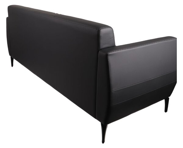 Trzyosobowa Sofa Basco Black 3, do biura, do recepcji, do lobby, skórzana, elegancka