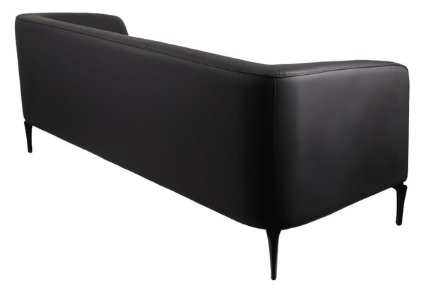 Trzyosobowa Sofa Cosmo Black 3, skórzana, do lobby, do biura, do recepcji, skórzana