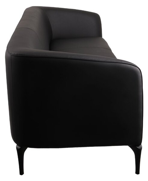 Trzyosobowa Sofa Cosmo Black 3, skórzana, do lobby, do biura, do recepcji, skórzana