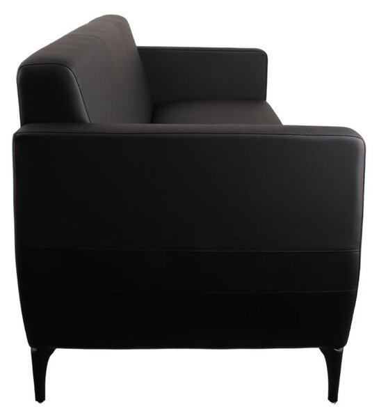 Trzyosobowa Sofa Basco Black 3, do biura, do recepcji, do lobby, skórzana, elegancka