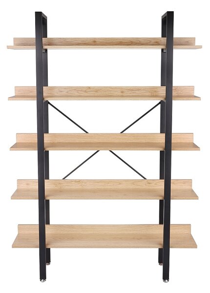 Regał Loft S15, z pięcioma półkami, do salonu, wysoki, drewniany