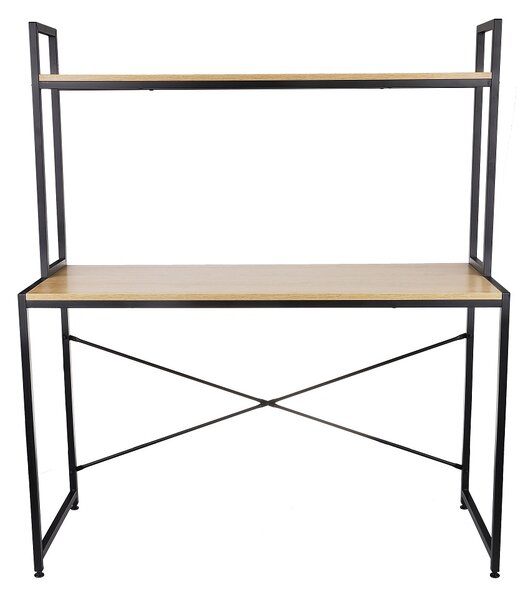 Biurko Modern S03 (48x116x140 cm), z nadstawką, proste, loftowe z drewnianym blatem
