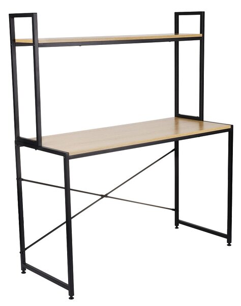 Biurko Modern S03 (48x116x140 cm), z nadstawką, proste, loftowe z drewnianym blatem