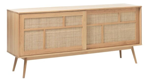 Drewniana komoda Barrali (46710201), 180 cm, jasny dąb, rattan
