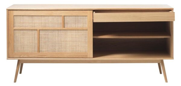 Drewniana komoda Barrali (46710201), 180 cm, jasny dąb, rattan