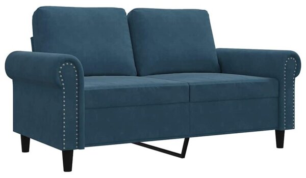 Sofa 2-osobowa, niebieski, 120 cm, tapicerowana aksamitem
