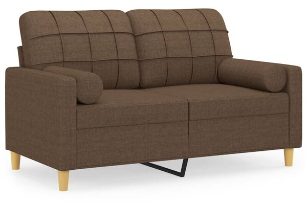 Sofa 2-osobowa z poduszkami, brÄ zowa, 120 cm, tkanina