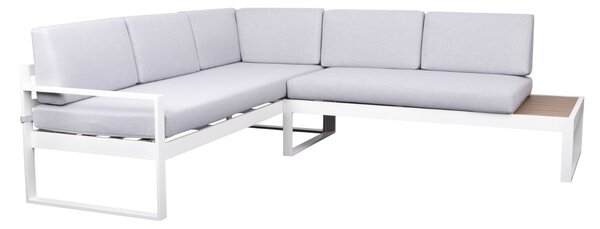 Narożnik ogrodowy Loreto White 5-osobowy ze stolikiem – aluminium, biały