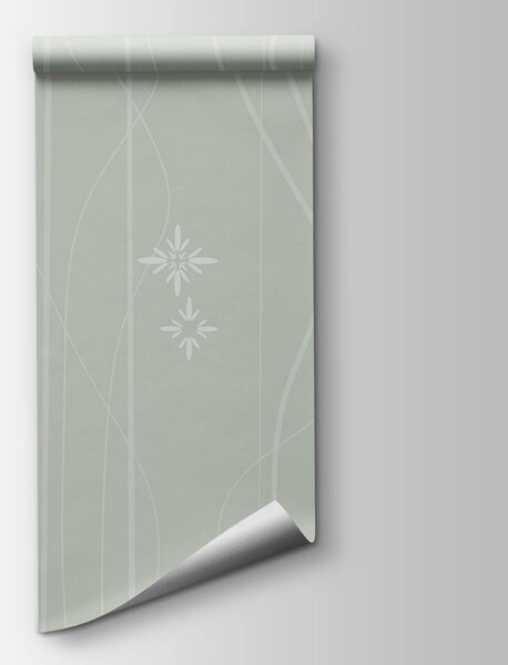 Fototapeta Tapeta w białe kwiaty i linie, Fototapety Abstrakcja, Popularne Fototapety, t00670 - Tapeko.pl