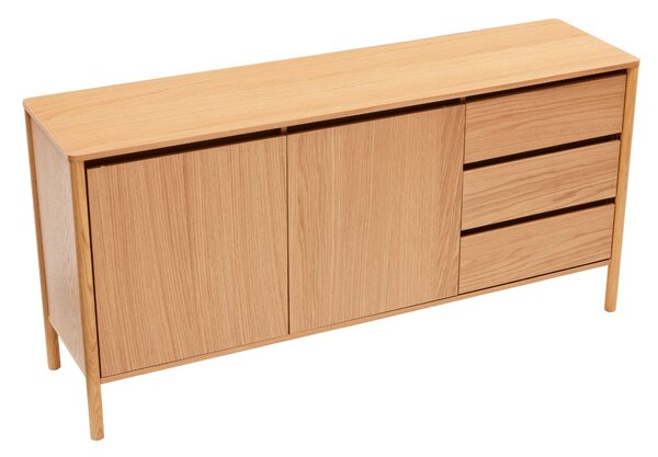 Komoda Blair 160 cm, naturalny dąb, 3 szuflady i szafka