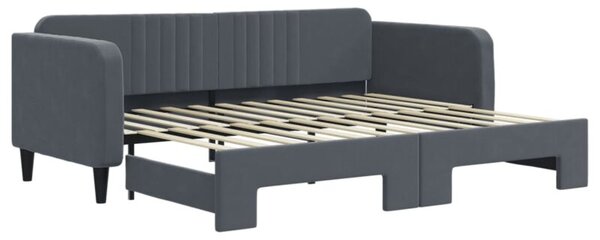 Sofa rozsuwana, ciemnoszara, 90x200 cm, aksamit