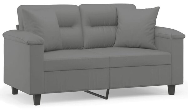 Sofa 2-osobowa z poduszkami, ciemnoszara, 120 cm, mikrofibra