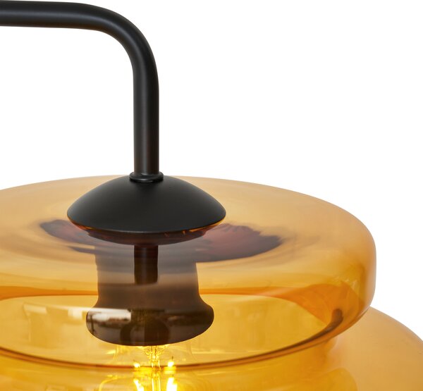 Lampa podłogowa w stylu retro czarna z pomarańczowym szkłem - Denise