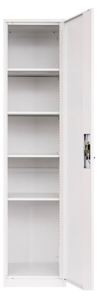 Wąska metalowa szafa na dokumenty na klucz Tokio White, z półkami