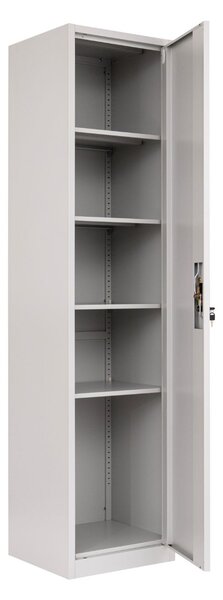 Wąska metalowa szafa na dokumenty na klucz Tokio Grey