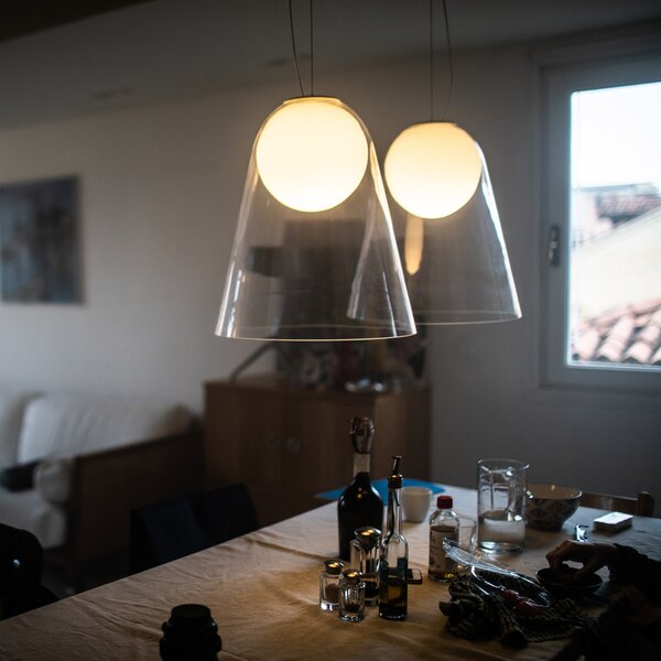 Lampa Wisząca Foscarini, Satellight, ściemnialny, transparentny, salon, szkło, design