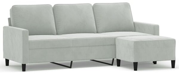 Sofa 3-osobowa z podnÃ³Å¼kiem, jasnoszara, 180 cm, aksamit