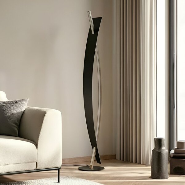 Lampa Podłogowa Lucande, Marija, ściemnialny, czarny, salon, metal, nowoczesny