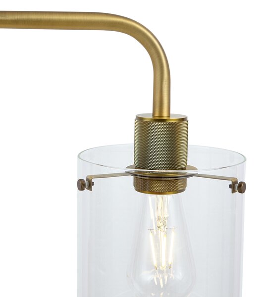 Designerska lampa podłogowa brązowa z przezroczystym szkłem - Domo