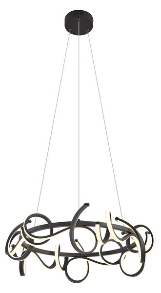 Designerska lampa wisząca czarna okrągła z 3-stopniowym ściemnianiem - Krisscross