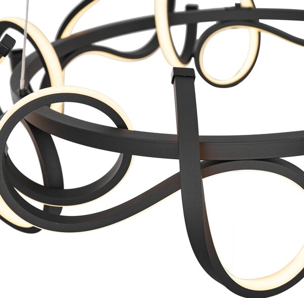 Designerska lampa wisząca czarna okrągła z 3-stopniowym ściemnianiem - Krisscross
