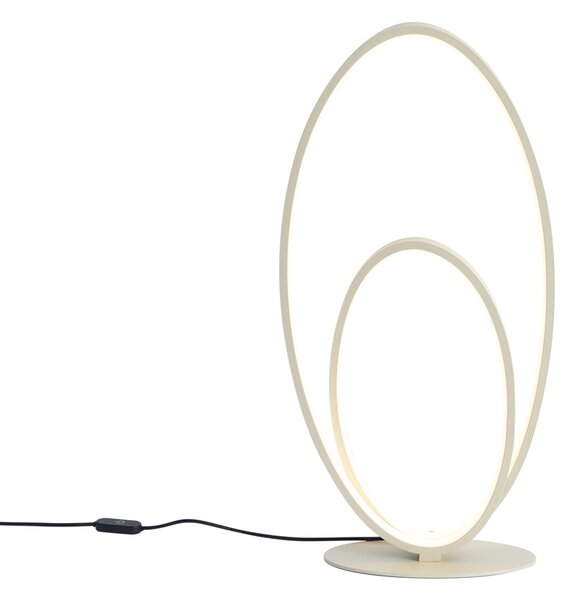 Designerska lampa stołowa beżowa z wbudowaną diodą LED z 3-stopniową regulacją jasności - Boomerang
