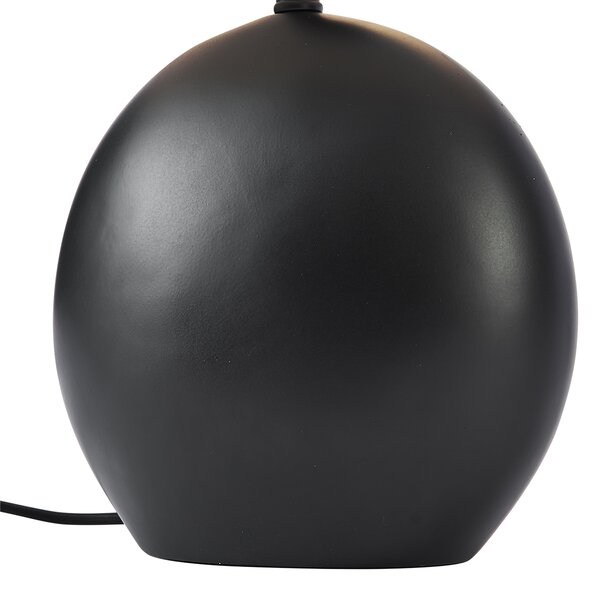 Lampa stołowa Japandi czarna z lnianym abażurem - Timo