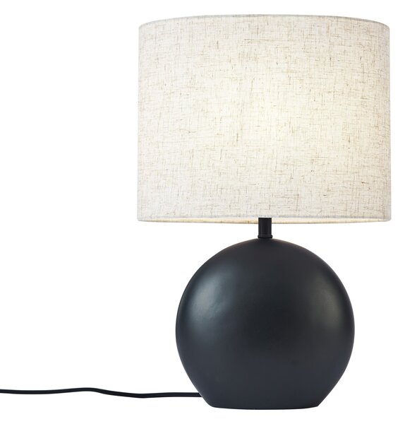Lampa stołowa Japandi czarna z lnianym abażurem - Timo