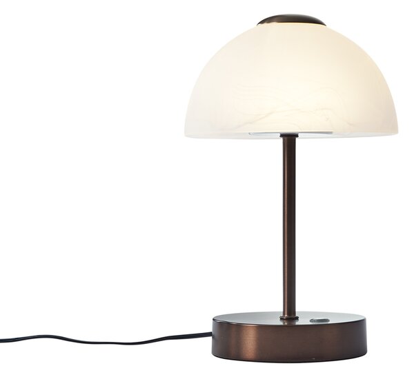 Designerska lampa stołowa ciemny brąz z LED z możliwością ściemniania - Joya